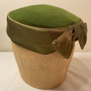 Velvet Olive Silk Bow Headwrap in Olive Green